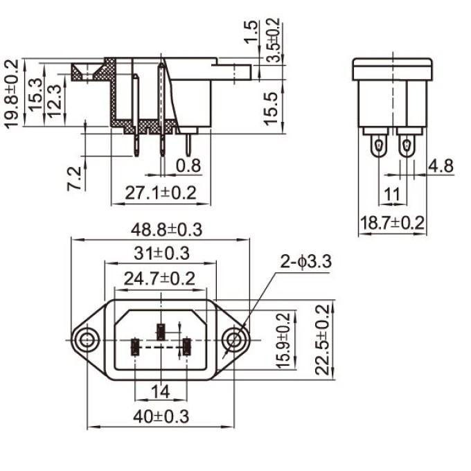 AC-001 AC connector για σασί