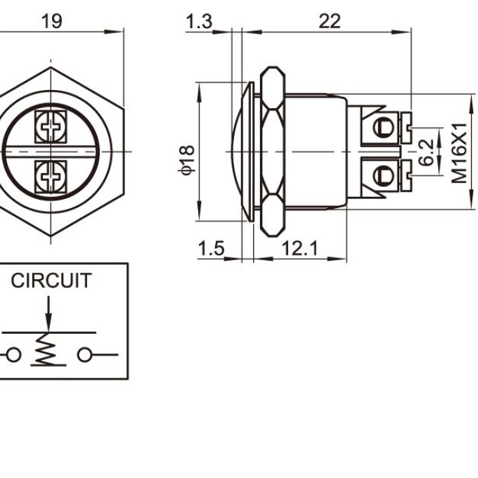 AH16-A2 ΜΠΟΥΤΟΝ Φ16mm