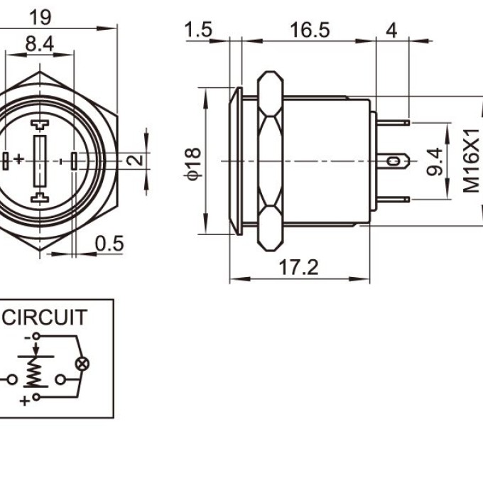 AH16-D4/RED/220V ΜΠΟΥΤΟΝ Φ16mm 220V με KOKKINO ΦΩΤΙΣΜΟ