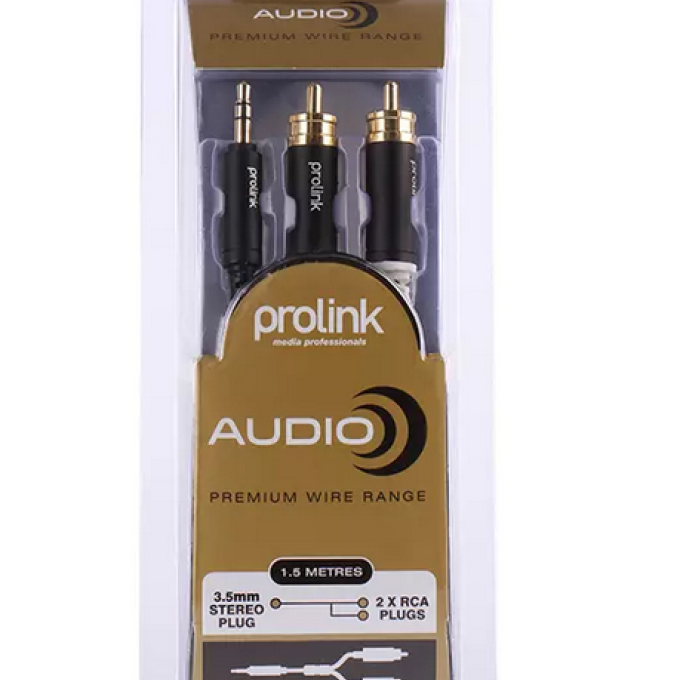 HMM103-0150 PROLINK  2xRCA ΑΡΣΕΝΙΚΑ - JACK 3,5mm  - 1,50m