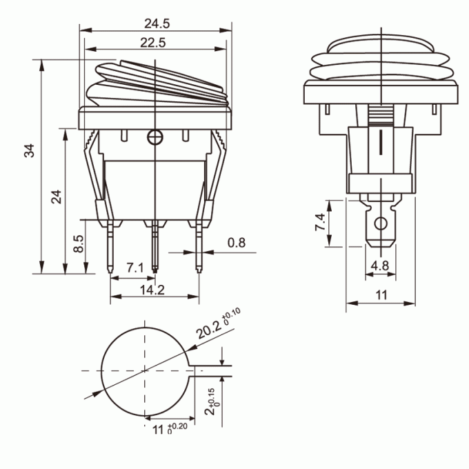 KCD1-106VW/12V  Διακόπτης rocker φωτιζόμενος 12V