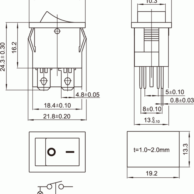 KCD1-201N/104R  Διακόπτης rocker φωτιζόμενος