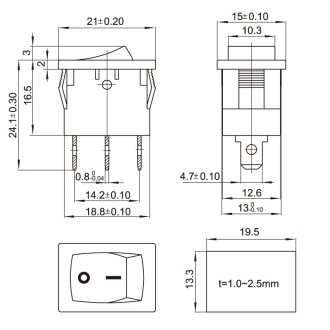 KCD101N-106R/12V Διακόπτης rocker φωτιζόμενος 12V KCD101N-106R/12V Διακόπτης rocker φωτιζόμενος 12V