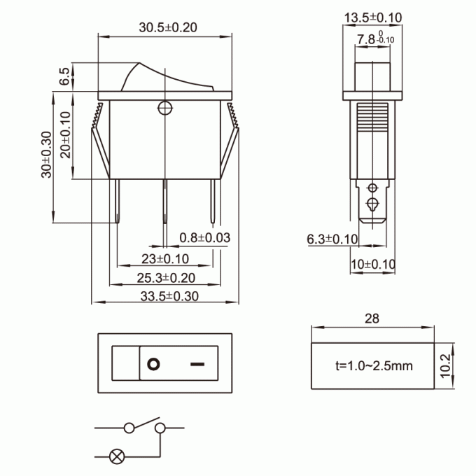 KCD3-101N-003/G Διακόπτης rocker φωτιζόμενος πράσινος