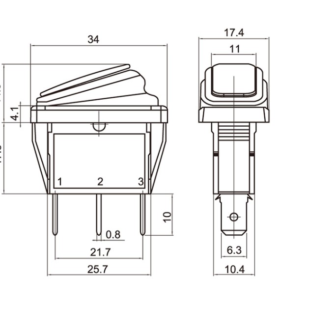 KCD3-101NW/12V  Διακόπτης rocker φωτιζόμενος 12V