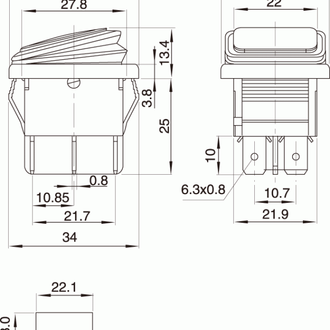 KCD4-201NW/12V  Διακόπτης rocker φωτιζόμενος 12V