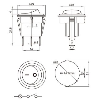 MIRS-101-8/12V Διακόπτης rocker φωτιζόμενος 12V MIRS-101-8/12V Διακόπτης rocker φωτιζόμενος 12V