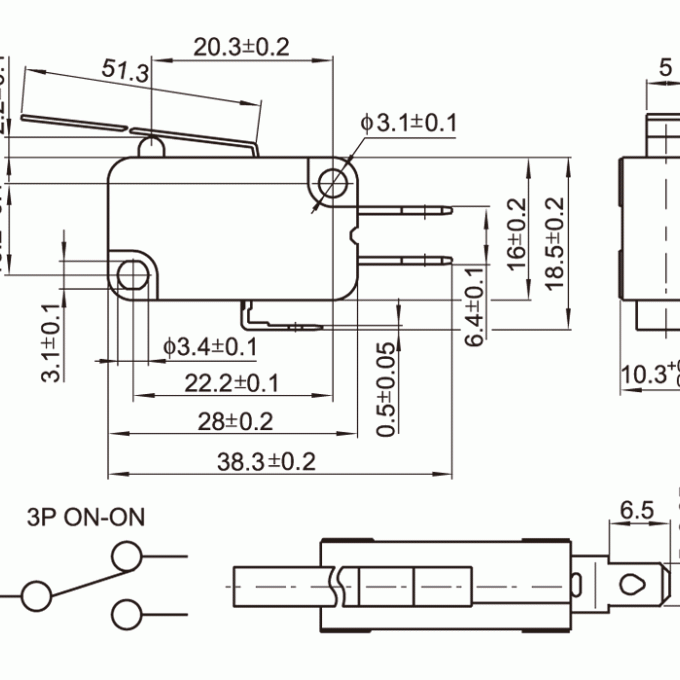 KW7-03-01 Διακόπτης με λαμάκι