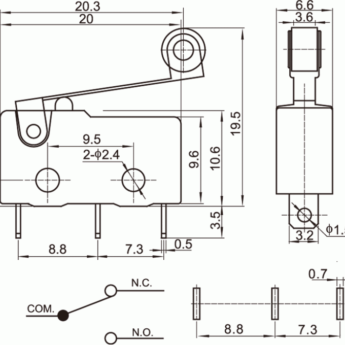 KW7-01-40  Διακόπτης με λαμάκι