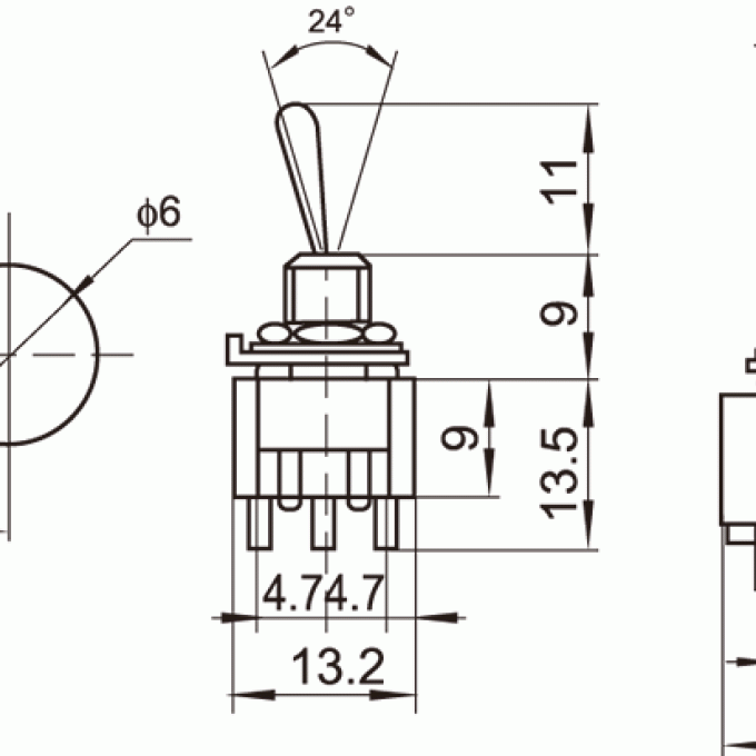 MTS-203  Διακόπτης mini ON-OFF-ON