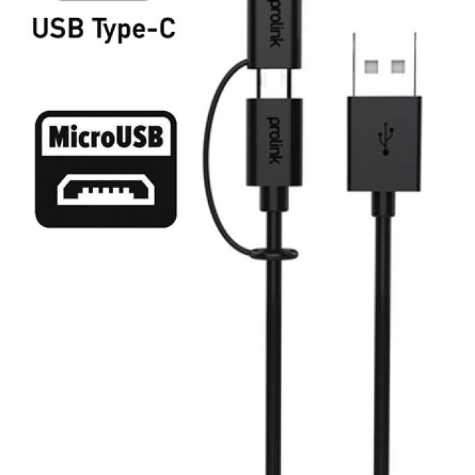 PB496-0100 PROLINK USB 2.0 A - micro USB+TYPE C - 1,00m