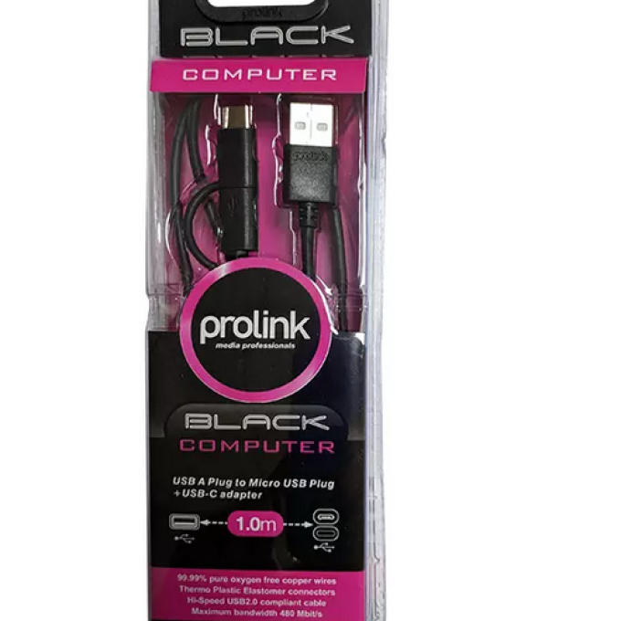 PB496-0100 PROLINK USB 2.0 A - micro USB+TYPE C - 1,00m