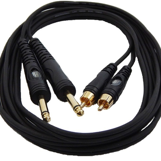 TPC-014A ΚΑΛΩΔΙΟ 2 ΚΑΡΦΙΑ ΑΡΣENIKA 6,3mm - 2 RCA ΑΡΣΕΝΙΚΑ 3,0m